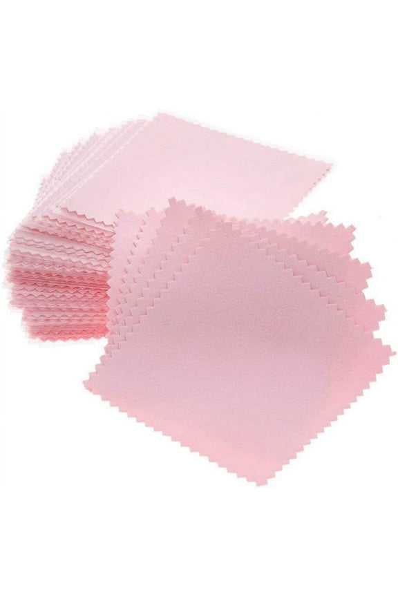 Haobase 50 Pack Jewelry Cleaning Cloth,Jewelry Polishing Cloth for Sterling Silver Gold Platinum Pink
