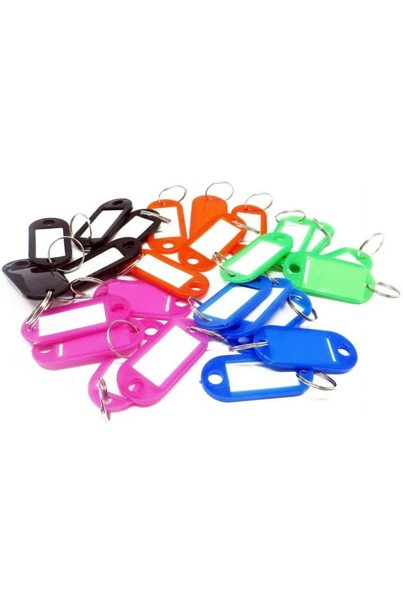50 Plastic Mixed Colour Key Tags with Paper Inserts