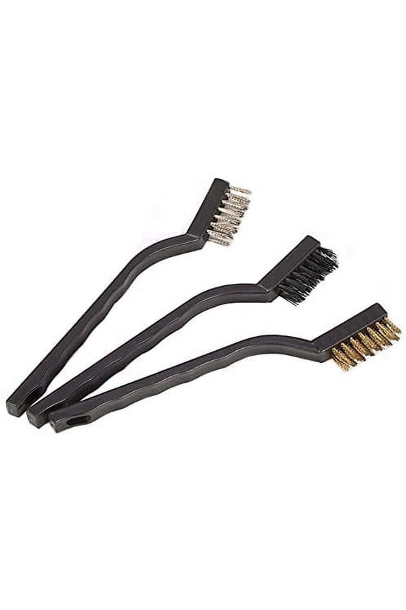 6Pcs Wire Brush (Stainless Steel+ Brass+Nylon) Scratch Brush, Curved Handle Masonry Brush Wire Bristle for Cleaning Welding Slag Rust Dust and Outdoor Drill Grill