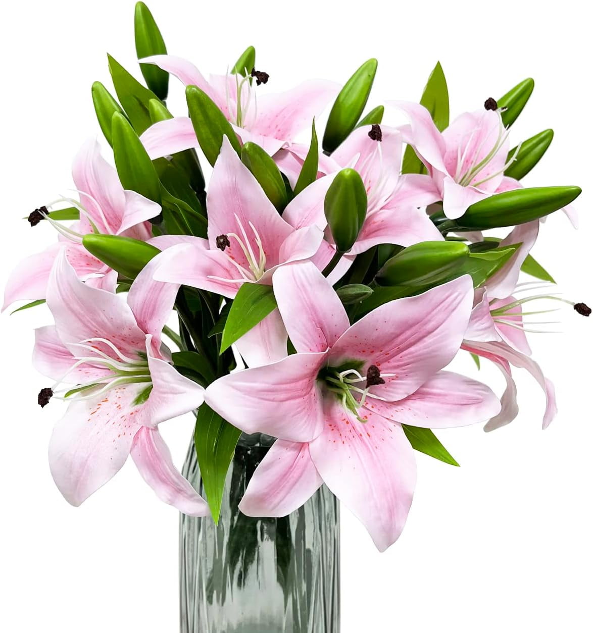 Haobase 8Pcs Artificial Tiger Lily Flowers Real Touch Lilies Flower Bouquet Fake Flowers for Home Wedding Party Office Decor