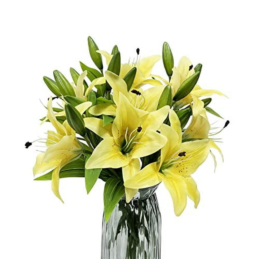 Haobase 8Pcs Artificial Tiger Lily Flowers Real Touch Lilies Flower Bouquet Fake Flowers for Home Wedding Party Office Decor