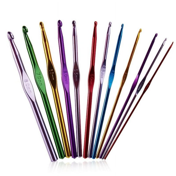 Haobase Metal Handle Crochet Hook Knitting needles Set Aluminum 12Pcs