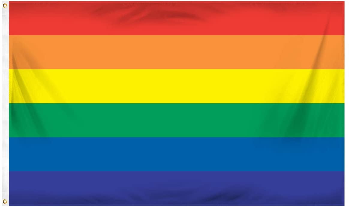 Haobase Rainbow Printed Polyester Flag Pride Flag LGBT Flag, 3X5-Feet