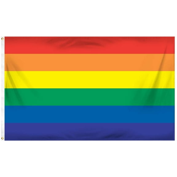 Haobase Rainbow Printed Polyester Flag Pride Flag LGBT Flag, 3X5-Feet