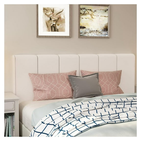 Haobo Upholstered Headboards Foldable Queen/Full Faux Leather Panels with Height Adjustments-White