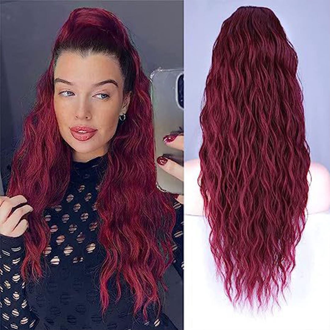 Fausse Queue De Cheval Longue Synthétique - 70 Cm Couleur Chocolat Cuivré, Avec Clip - Taille Moyenne, Neuve
