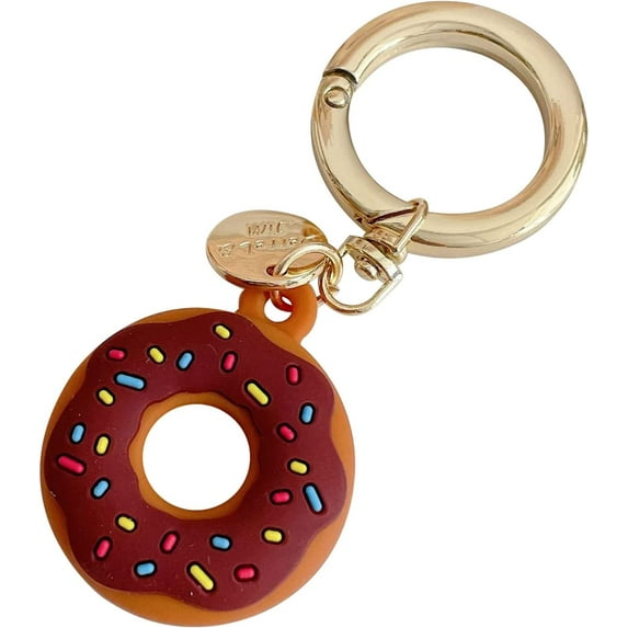 Haobuy Cute 3D Case for AirTags Donut Protection Case with Anti-Lost Keychain Anti-Drop Scratch Airtag Holder,Brown