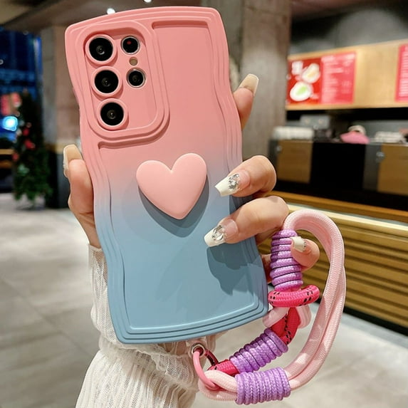 Haobuy Lanyard Strap Cell Phone Case for Samsung Galaxy S24 Ultra S24 Plus S24, Pink