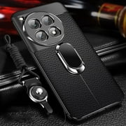Haobuy for OnePlus 12R/Ace 3 Leather Case with Ring Holder Kickstand Ultra Slim Shockproof Business Case