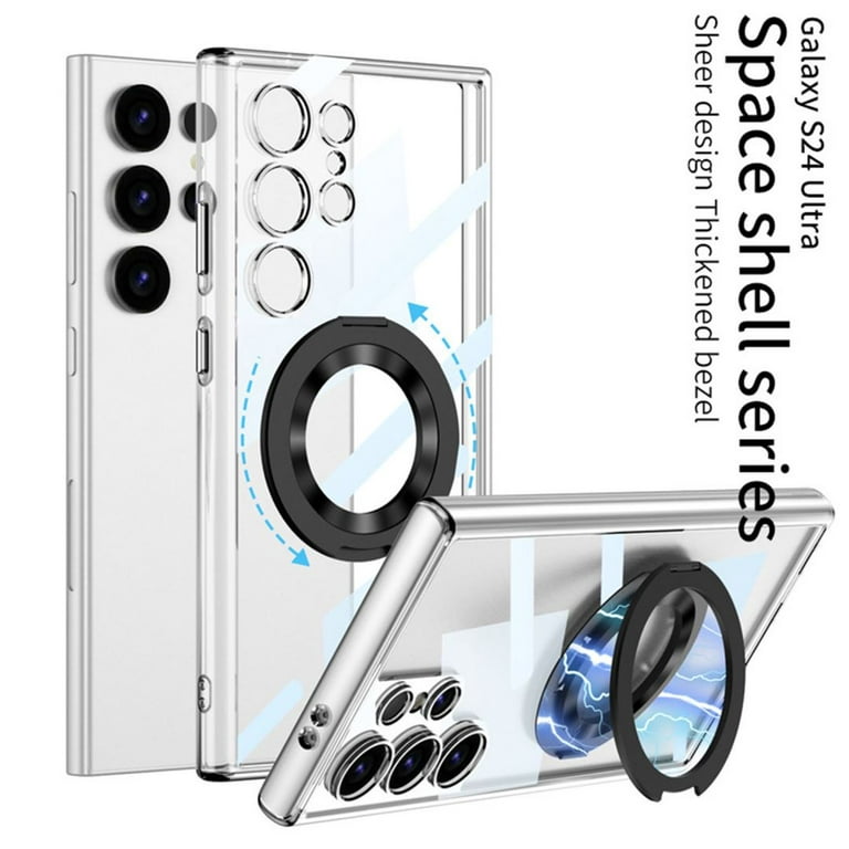 Haobuy for Samsung Galaxy S24 Ultra S24 Plus S24 Clear Magnetic MagSafe  Case with Kickstand Slim Shockproof Cover