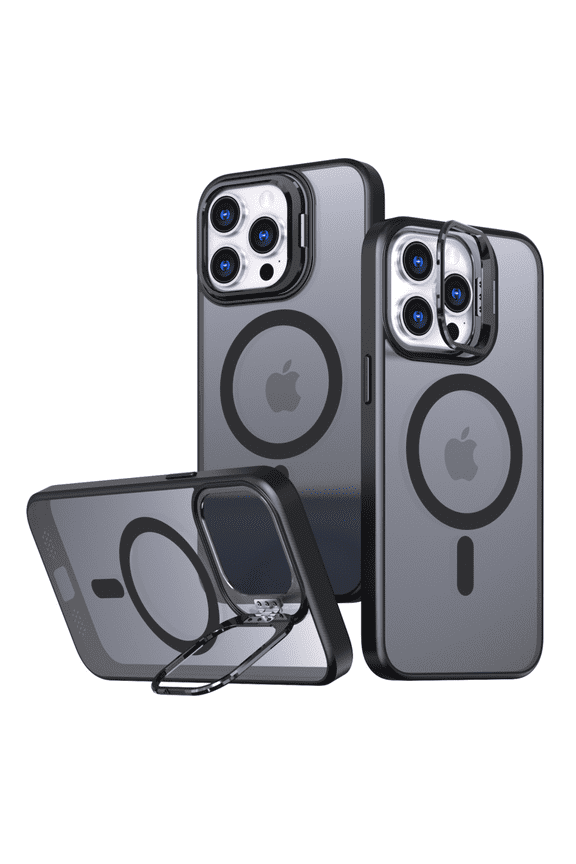 for iPhone 16 Pro Max /16 Plus/16 Pro/16 Magnetic Clear Case with Camera Stand Shockproof Translucent Matte Cover