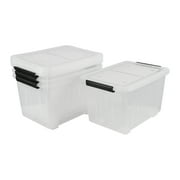 Haodehen 30 Quart Clear Plastic Latch Storage Bins with Wheels, 4-Pack Wheeled Clear Storage Totes