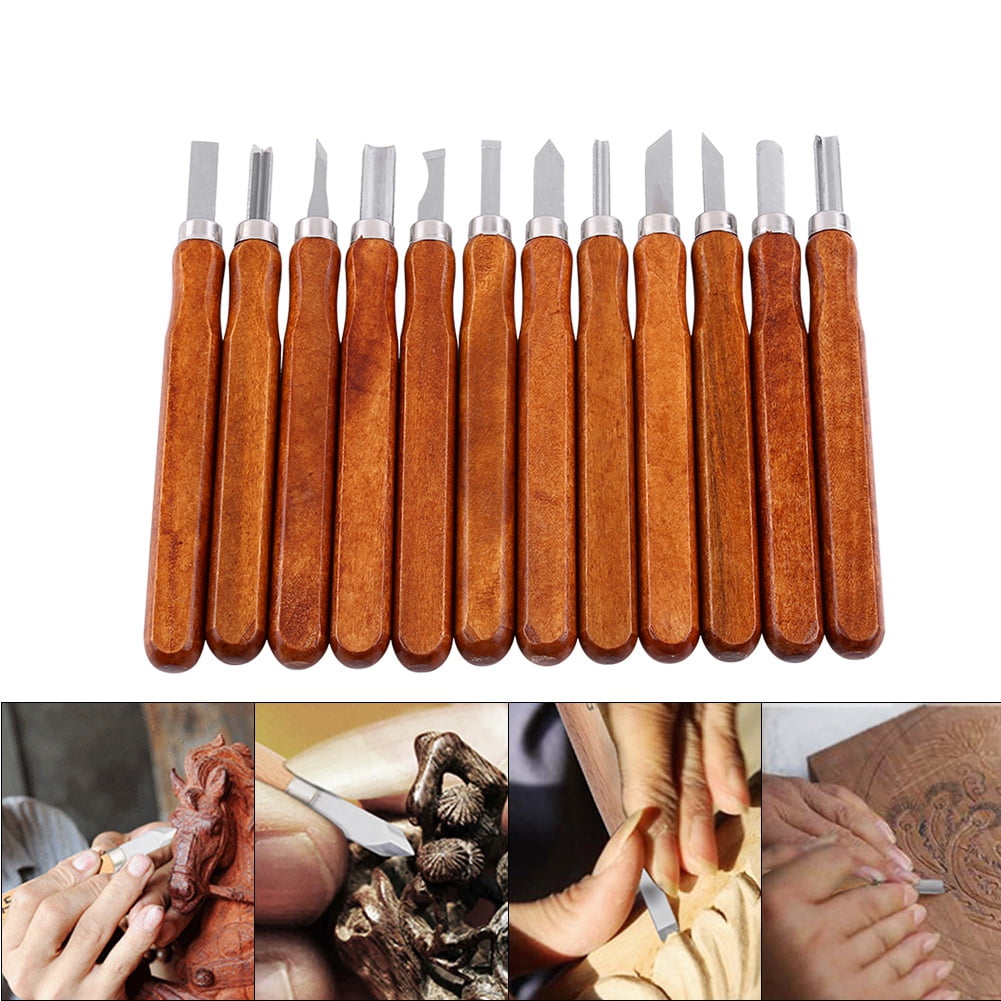 Haofy Carvers, 12pcs Woodcut Cutter Knife Set Hand Wood Carving Chisels ...