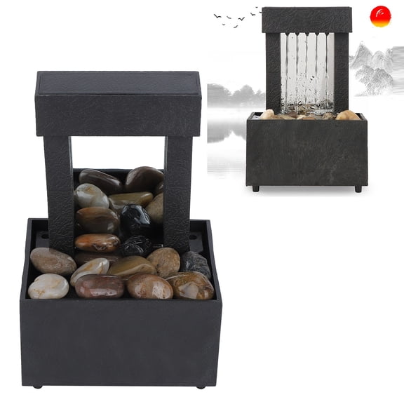 Haofy USB LED Indoor Water Fountain Lighted Waterfall Tabletop Fountain With Stones For Office Home Decor