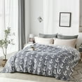 thumbnail image 1 of Flannel Fleece Blanket for Queen Bed,Soft Grey Anchor Pattern Warm Cozy Blanket,90" x90", 1 of 6