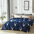 thumbnail image 1 of Flannel Fleece Blanket for Queen Bed,Soft Navy Anchor Pattern Warm Cozy Blanket,90" x90", 1 of 6