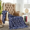 thumbnail image 1 of Haok Soft Geometry Pattern Flannel Fleece Bed Blanket, Navy, Twin, 1 of 6
