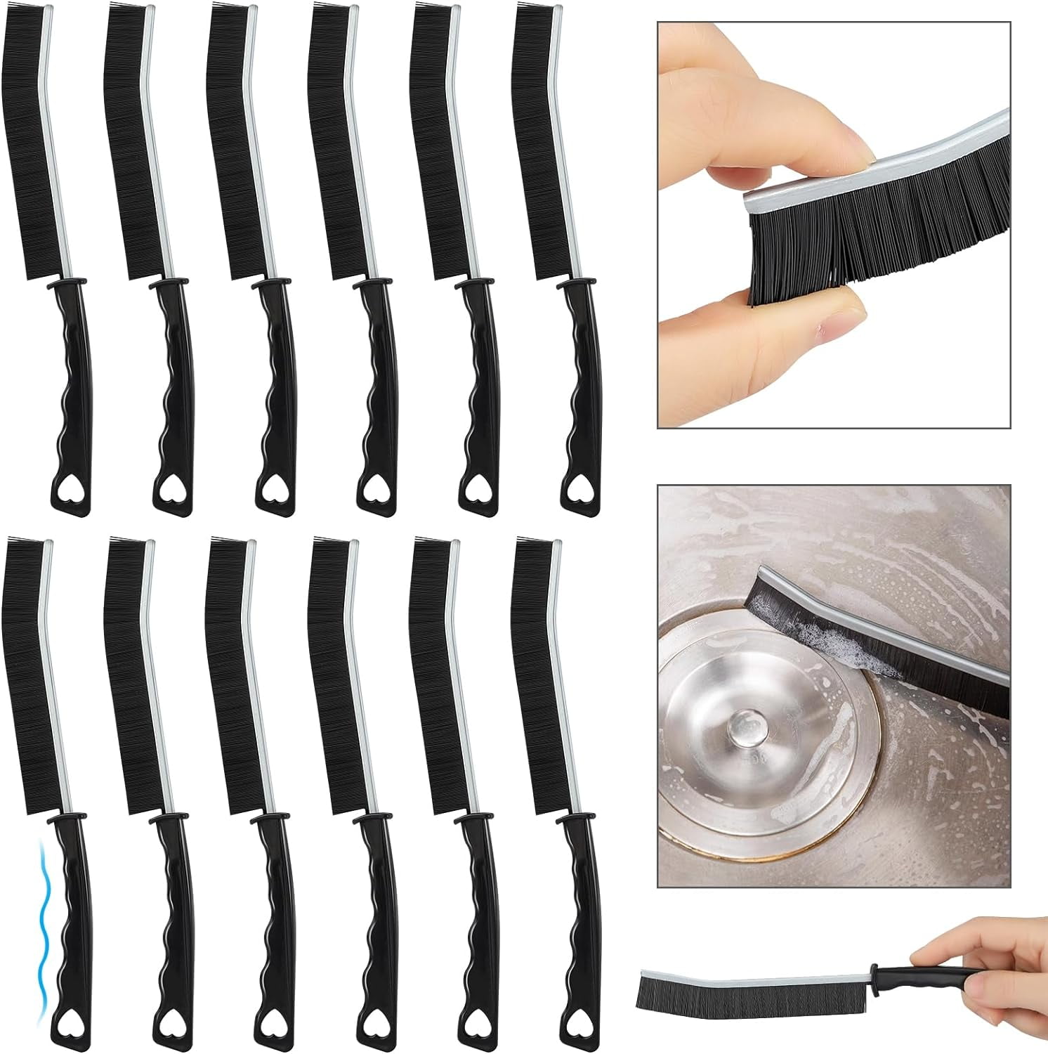 Haokaini 12 PCS Hard-Bristled Crevice Gap Cleaning Brush Bathroom ...