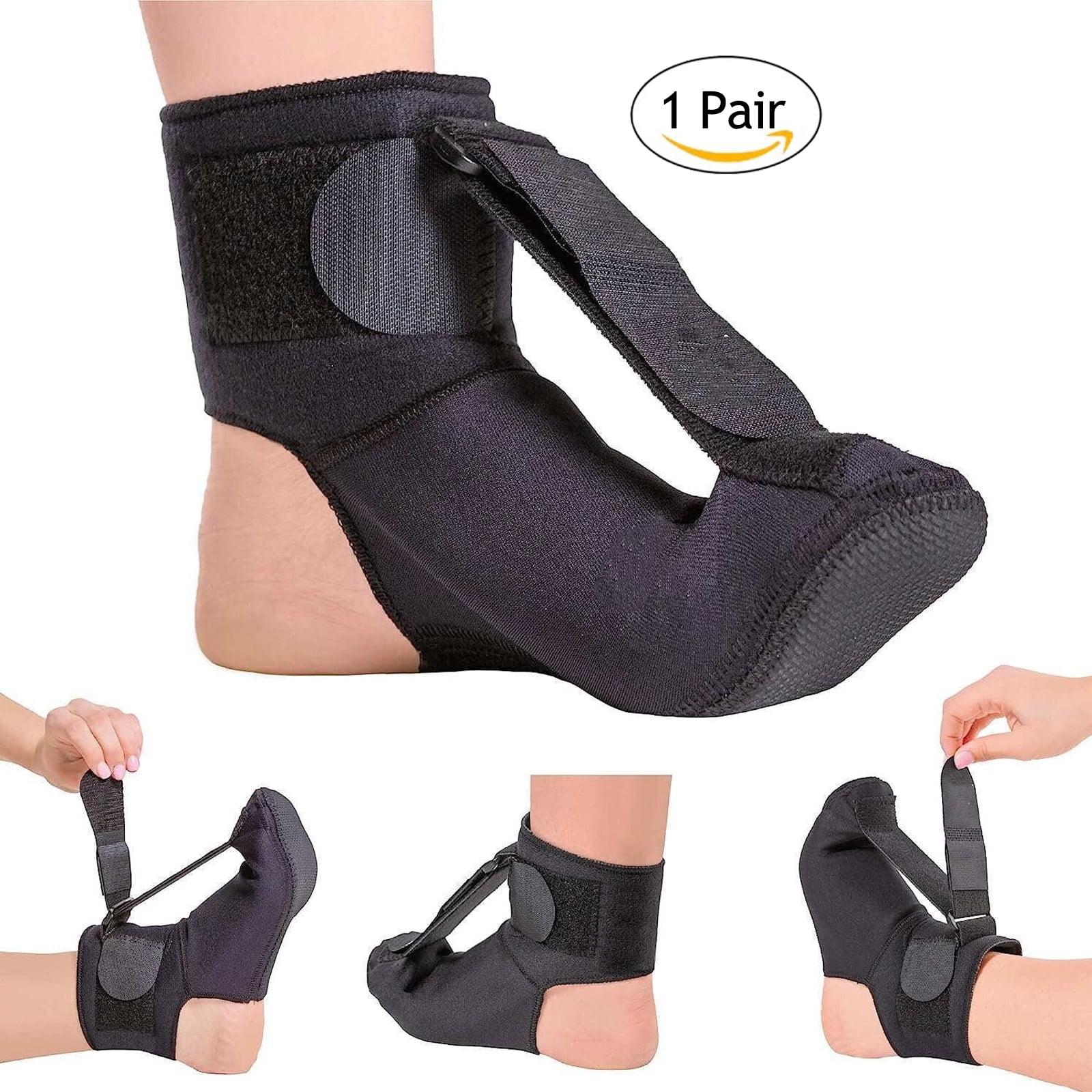 Haokaini 2 Pcs Plantar Fasciitis Brace Splint Sock, Night Orthotic Foot Drop Brace, Adjustable Ankle Support for Plantar Fasciitis Relief, Achilles Tendonitis, Foot Drop, Heel Pain, Small
