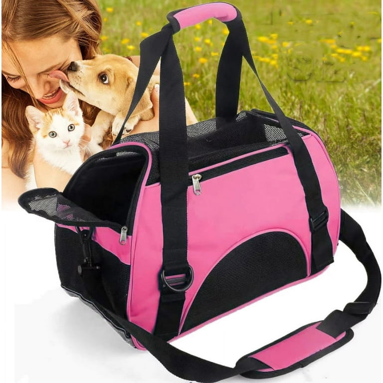 Soft Pet Cat Carrier for Cats 20 LBs,Small Dong Carrier,Airline Approved  Pet Carrier,Cat Backpack Carrier with Safety Lock Zipper,Collapsible,with 3