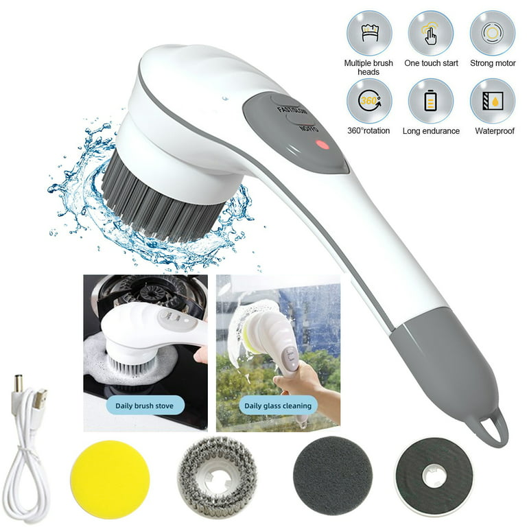 Haokaini Electric Spin Scrubber, Cordless Electric Cleaning Brush Handheld  Shower Scrubber with 4 Replaceable Brush Heads for Bathroom, Kitchen, Wall