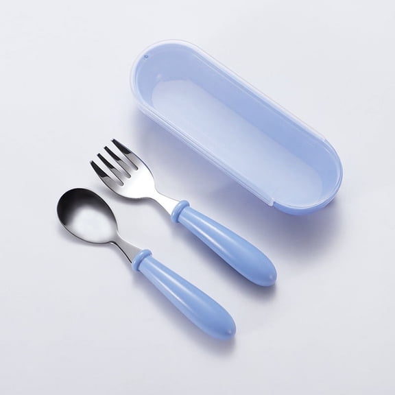 Haomacro 304 stainless steel children's cartoon tableware fork and spoon box set round handle cute pattern birthday gift gift