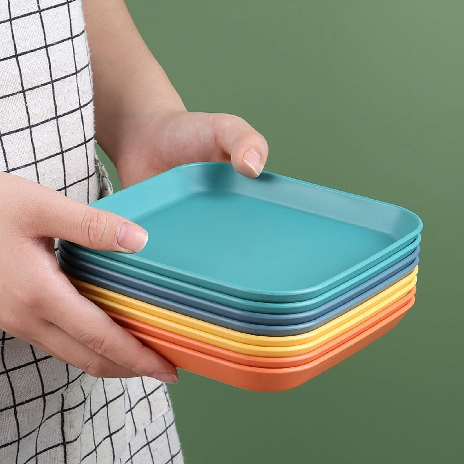 Haomacro 8 PACK 6 Inch Lightweight Plastic Plates, Unbreakable Deep