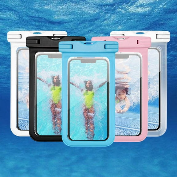 Haomacro Waterproof Underwater Beach Swimming Mobile Phone Bag Transparent Visible Dry Pouch-White