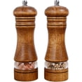 thumbnail image 1 of Haomacro Wood Salt and Pepper Grinder Set, Manual Mills with Acrylic Window, Adjustable Ceramic Grinding - 6.5inch, 2 Pack, 1 of 6