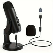 Haomuren USB Condenser Microphone for PC/Mac, Plug & Play Gaming Mic with Headphone Output, Mute, Volume & Gain Control, for Podcast/Vocal/Streaming