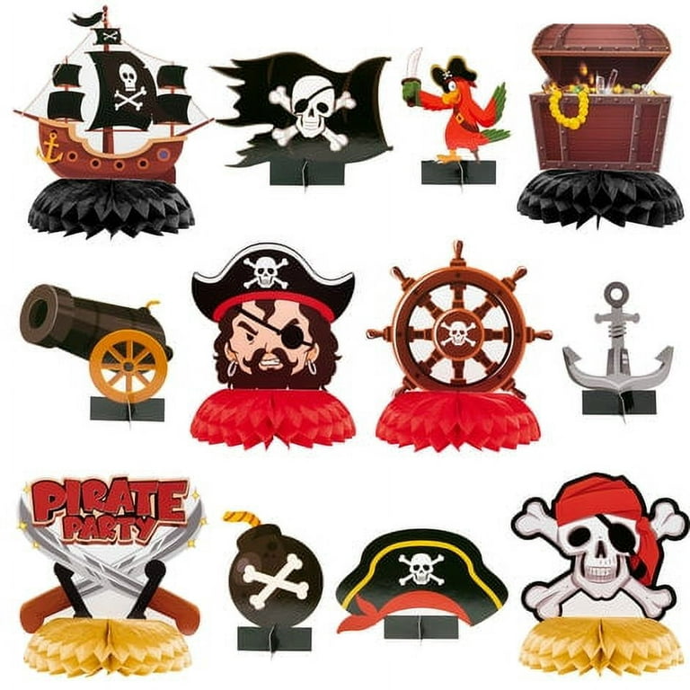 Haooryx 12Pcs Pirate Honeycomb Centerpieces, Table Decorations