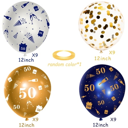 Haooryx 50th Birthday Party Latex Balloons Kit, 36 Count