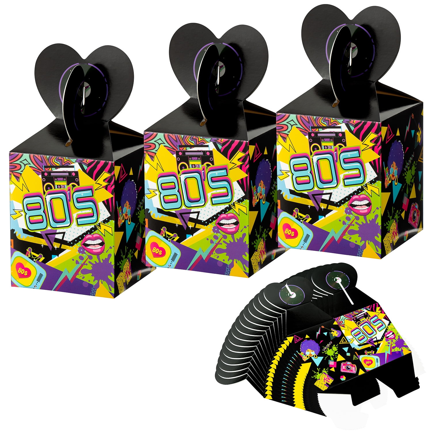 Haooryx 80s Retro Candy Gift Box ,Paper Box for Party Fillers & Return Gifts, 80s Theme Party Supplies