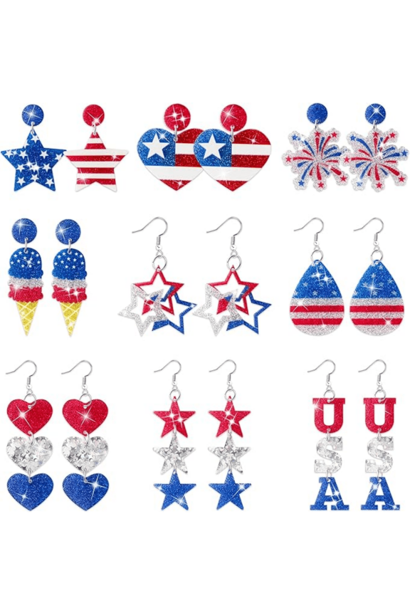 Glitter Acrylic Dangler Earrings for Women, 9Pairs