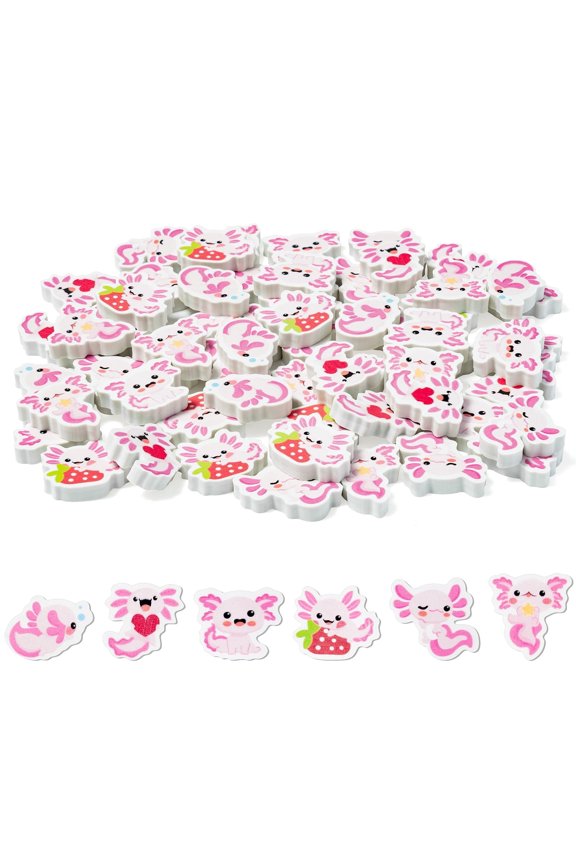 Mini Axolotl Erasers for Teaching Rewards, 6 Styles Adorable Erasers, 60 Pieces