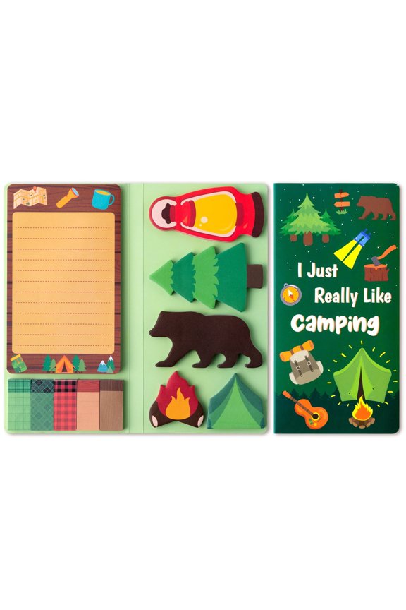 Camping Sticky Notes Pad, 11 Styles Sticky Notes with Campfire Guitar Tent Signs,1pack