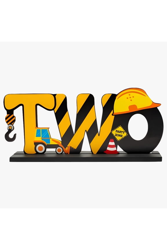 Construction Truck Two Letter Sign Wooden Table Centerpiece for Boys, Two Years Old Baby 2nd Birthday Party Decorations, Construction Theme Party Supplies Baby Shower Decor Photo Props