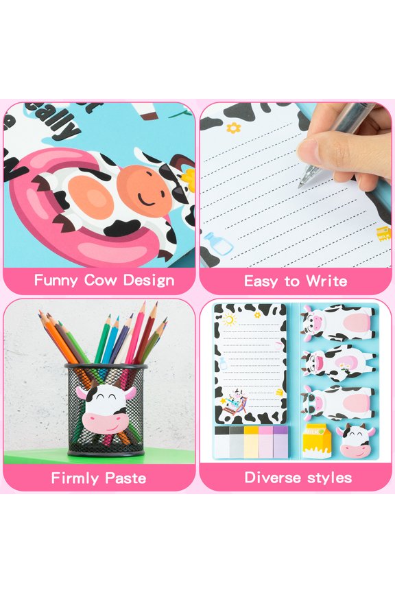 Cow Sticky Note Pad, Self Adhesive Sticky Notes with Funny Cow Sign,1pc