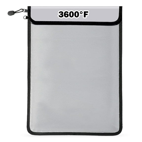 Haooryx Fireproof and Waterproof Document Bag, Grey Rectangular Bag with Zipper, 38x28x1.5cm