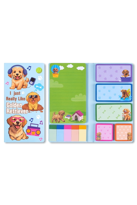 Golden Retriever Sticky Note Pad for Students & Teachers Supplies, 11 Styles Sticky Notes with Adorable Golden Retriever Sign for Party favors Gift