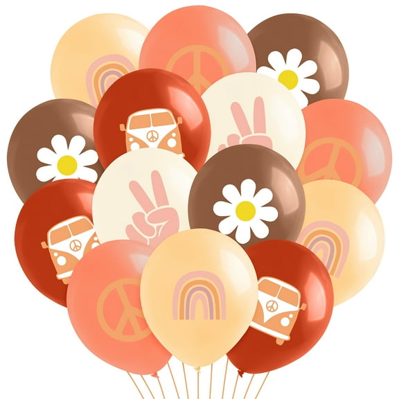 Haooryx Hippie Boho Balloons with Daisy Car Rainbow Signs, 50Pcs Colorful Latex Balloons for Girls Birthday Party Decor Supplies, 12 Inch