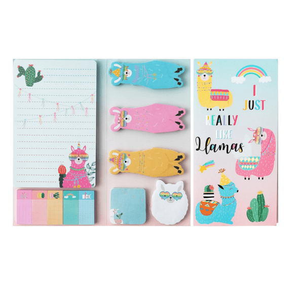 Haooryx Llamas Sticky Notes Set, Self Adhesive Sticky Notes for Teaching Rewards Party Favors