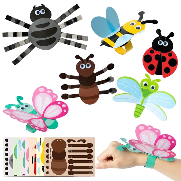 Haooryx Insect Handprint Art Craft Bug Crafts for Adults & Kids, Bee Butterfly Ladybug DIY Insect Set for Nursery Classes Handprint Activities Supplies