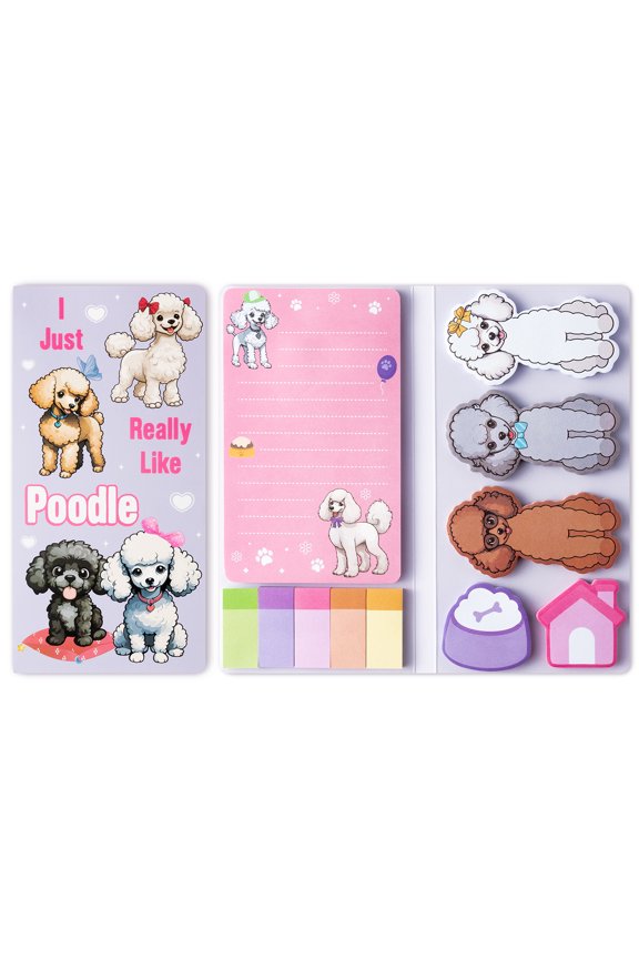 Poodle Sticky Note Pad for Students & Teachers Supplies, 11 Styles Sticky Notes with Adorable Poodle Sign for Party favors Gift