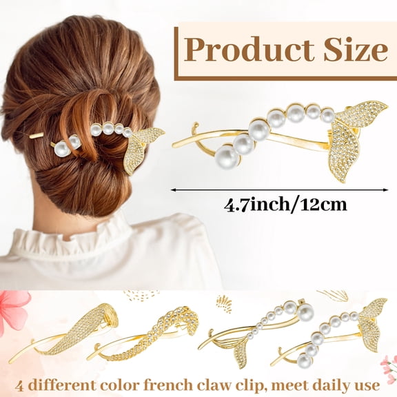 Haooryx Rhinestone Hair Claw Clip ,Combs Barrettes Hairpin Hair Accessories,4Pcs