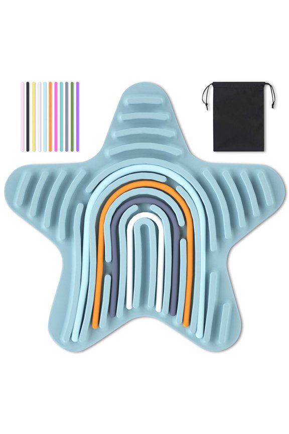 Star Sensory Activity Board, Silicone Sensory Board with 11 Strings for Stress Relief, Fidget Toys for ADHD & Autism