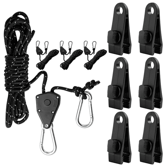 Haooryx Tent Wind Rope with Clips, 10 Pack Camping Accessories