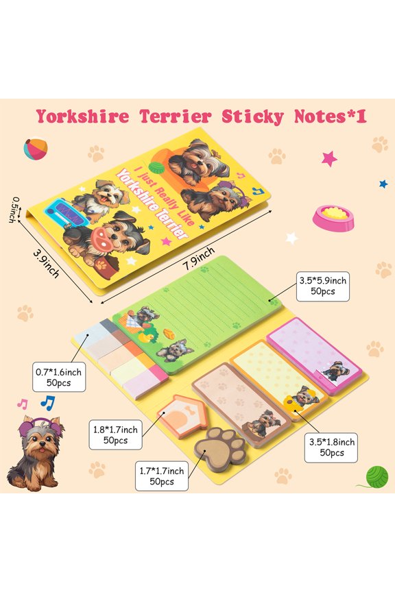 Cute Puppy Sticky Note Pad,Self Adhesive Sticky Notes for Party Favors