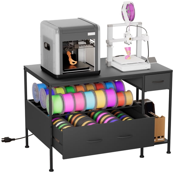 Haooyeah 3D Printer Stand with Storage Drawers & Power Outlet, Multi-Layer Filament Organizer Workstation