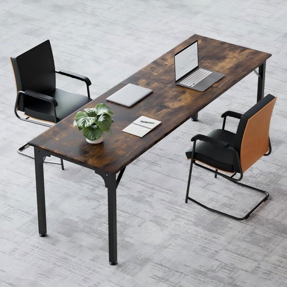 Haooyeah 78.7" Extra Long Desk, 6.5ft Office Table with Flexible Layout, Large Computer Workstation, Adjustable Foot Pads, Stable Frame, Brown